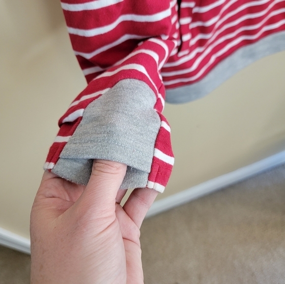 & Ampersand Ave | Red & White Striped Double Hoodie Sweatshirt Size Small - Picture 4 of 6